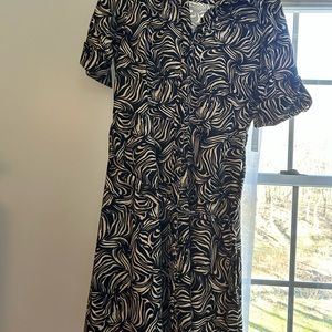 Shelby & Palmer dress shirt dress size 16 nwt black and cream long short sleeves